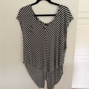 We The Free Monochrome Striped V-Neck Top